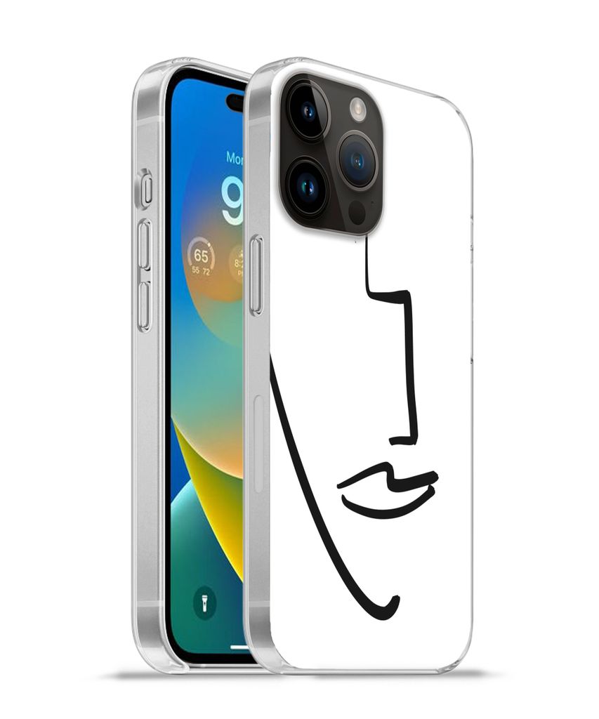MuchoWow Handyhülle Schutzhülle Hülle für Apple iPhone 14 Pro Max Gesicht - Frau - Minimalismus Silikon Softcase Handy Hülle - Hardcover