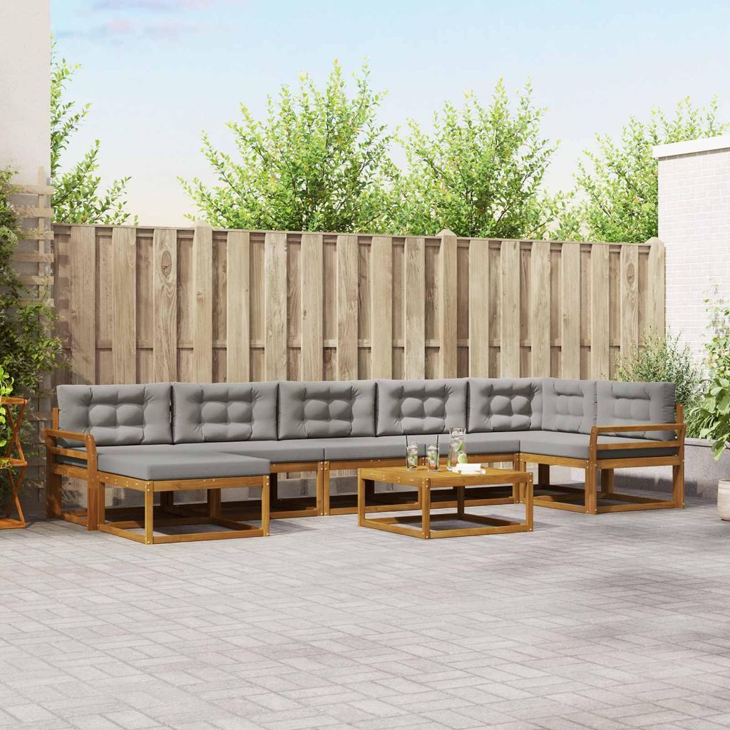 Outdoor-Sofagarnitur mit Kissen (8 pcs)- CLORIS - Natürlich und Hellgrau - Gartensofas C264