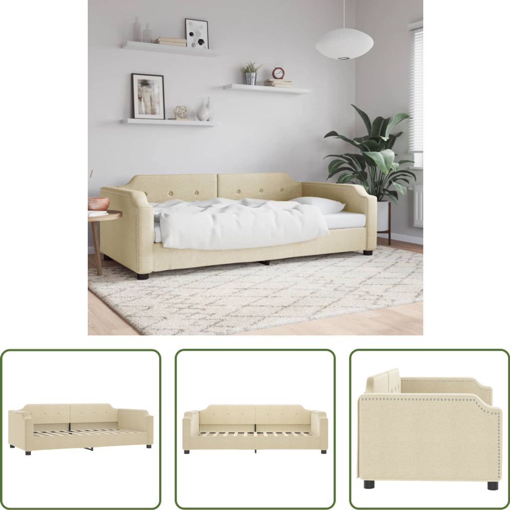 The Living Store Tagesbett Creme 80x200 cm Stoff