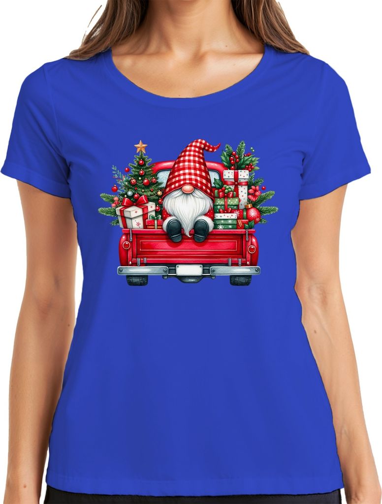 Weihnachtszwerg Truck Wichtel Gnom - Weihnachten Xmas Christmas Damen T-Shirt, Blau, L