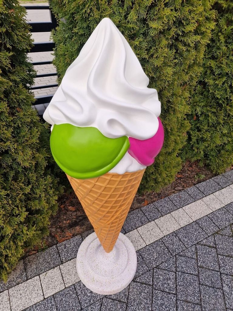 XL Eistüte 3 Eis Kugel m. Sahne140 cm hoch +Ständer Deko Werbefigur EIS Werbung