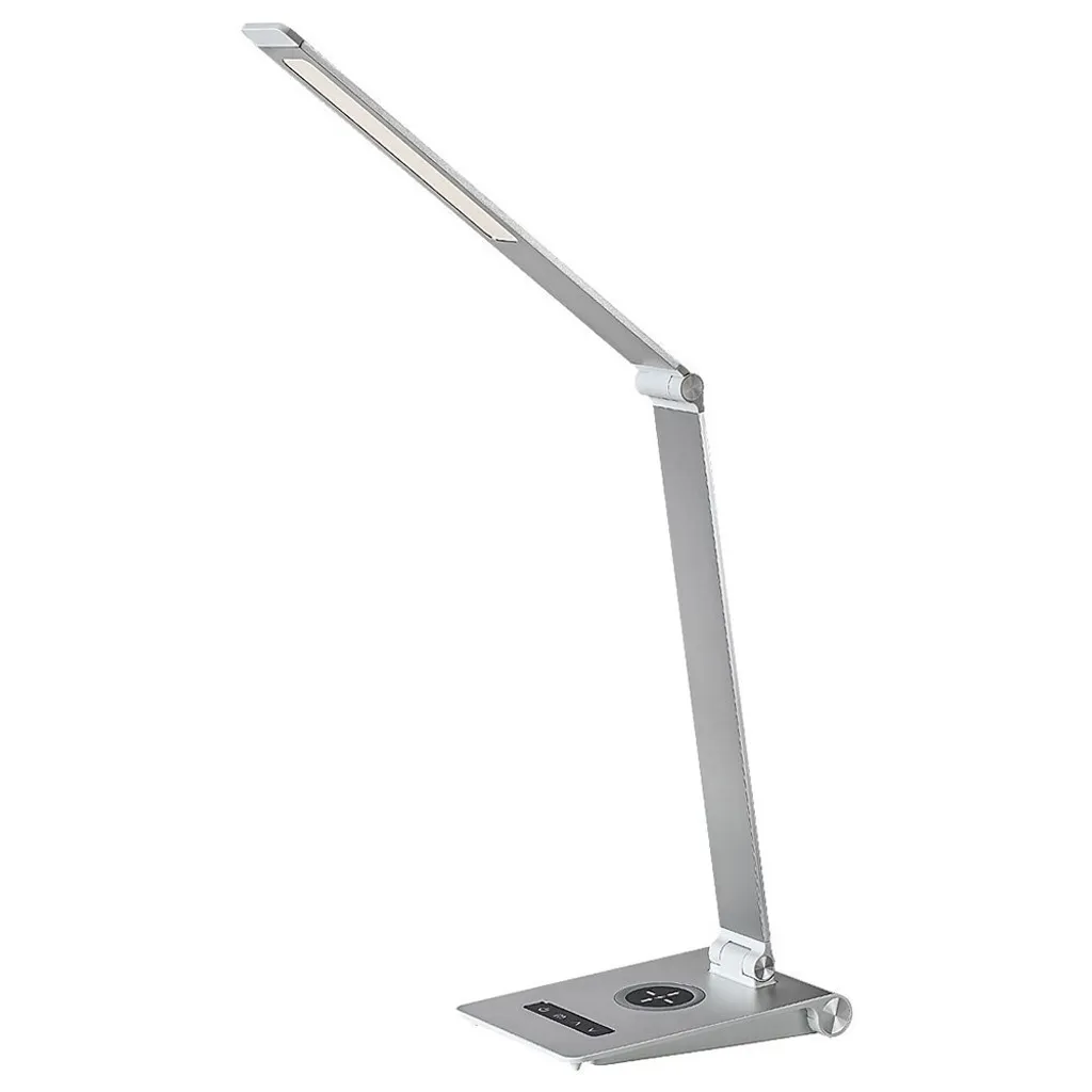 Lampe de bureau LED Rabalux 2029 argentée pour travailler et charger