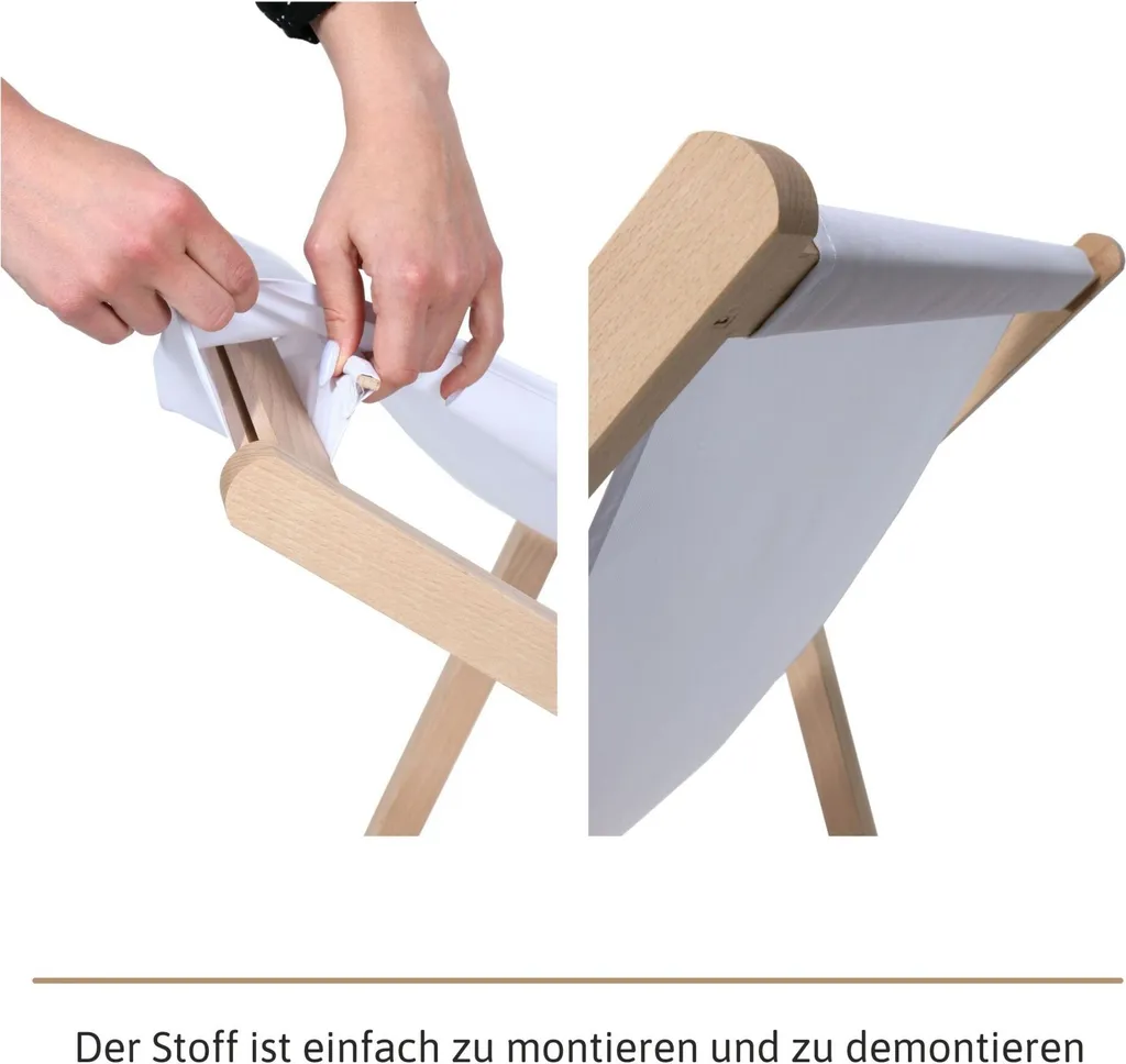 Dreamroots sdraio pieghevole in legno, fino a 130 kg, lettino pieghevole con regolazione dell'inclinazione dello schienale a 3 livelli, chevron e fiori - 5