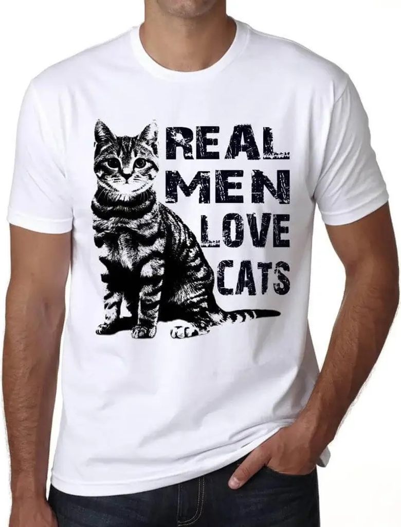 Herren Grafik T-Shirt Echte Männer lieben Katzen 2 – Real Men Love Cats 2 – Öko-Verantwortlich Vintage Jahrgang Kurzarm Lustige Druck Geburtstag