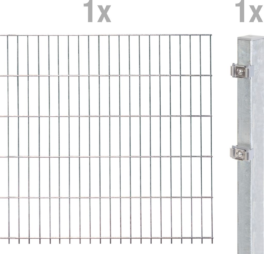 Alberts Doppelstabmattenzaun - Anbauset, Höhe 80 cm, Länge 2 m, feuerverzinkt, zum Einbetonieren