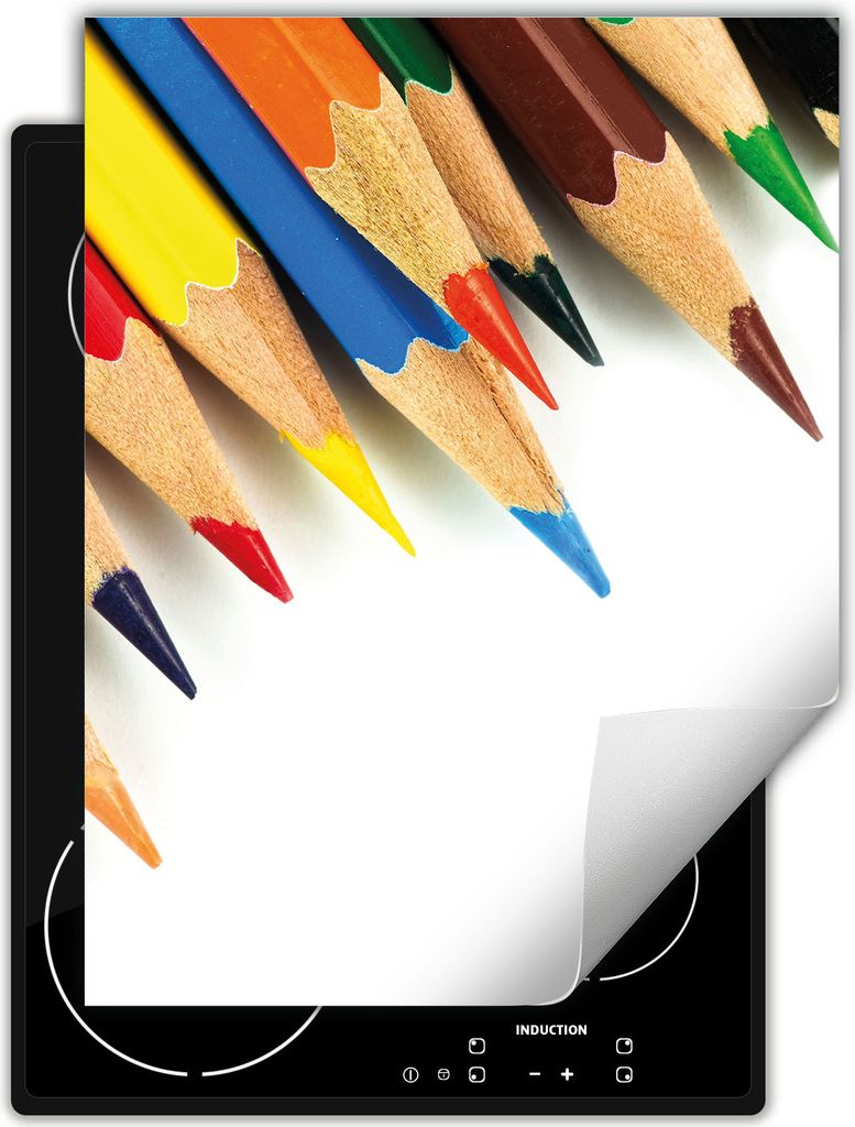 DarHaus Herdabdeckplatte Einteilig Küche Abdeckplatte für Glaskeramikfeld Abdeckung Induktionskochfeld Aufrollbare Matte 40x52 cm, Buntstifte