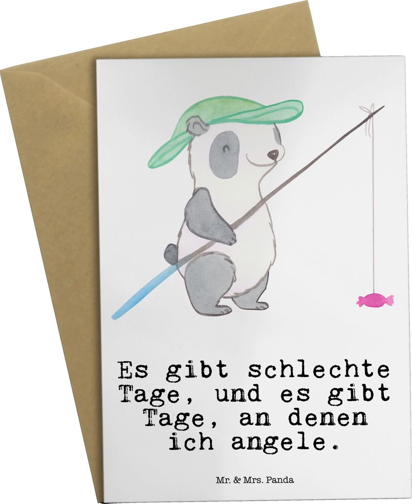 Mr. & Mrs. Panda Beileidskarte Panda Angeln - Weiß - Geschenk, Angelsport, gehen, Angler, osterkarten, osterkarte, Hobbyangler, Angelverein, einla...