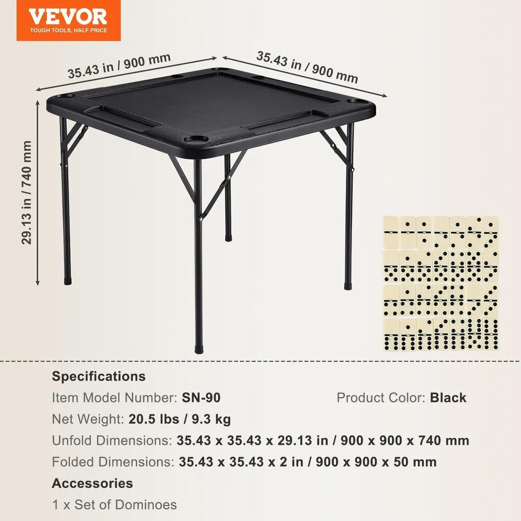 Table de domino portable avec porte-gobelets et jetons - 7
