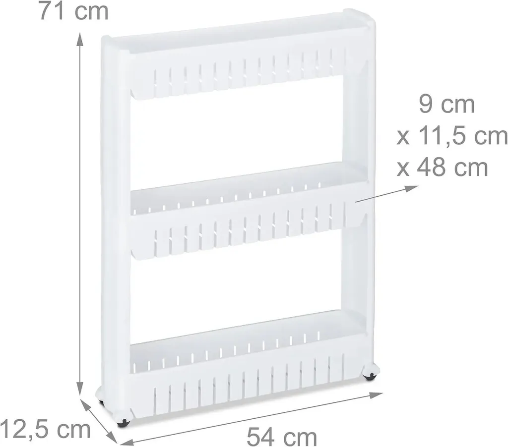 Desserte à roulettes blanche multi-usage avec 3 étagères de stockage - 6