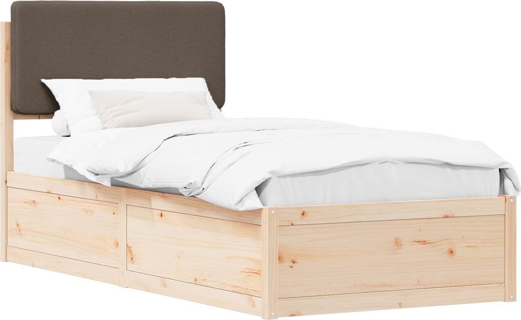 Bettgestell mit gepolstertem Kopfteil Taupe 80 x 200 cm