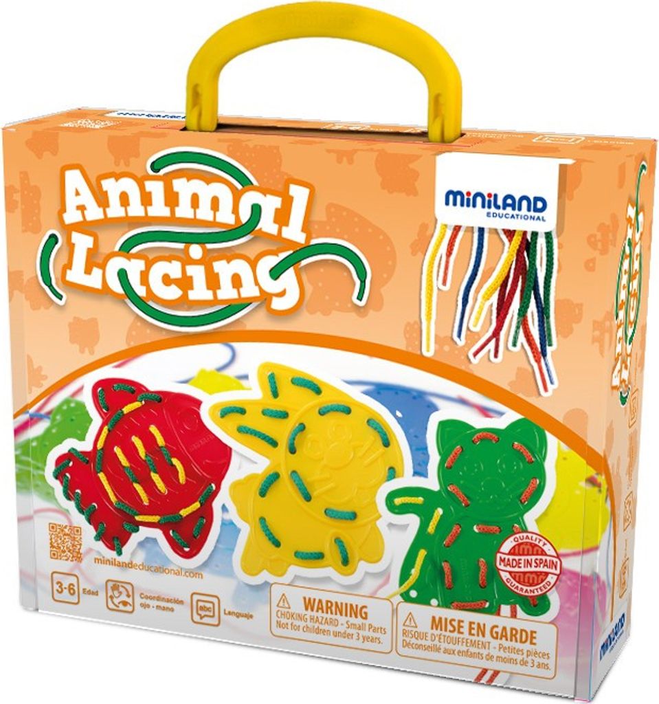 Miniland Animal Lacing Pädagogisches Spielzeug Mehrfarbig Mehrfarbig One Size