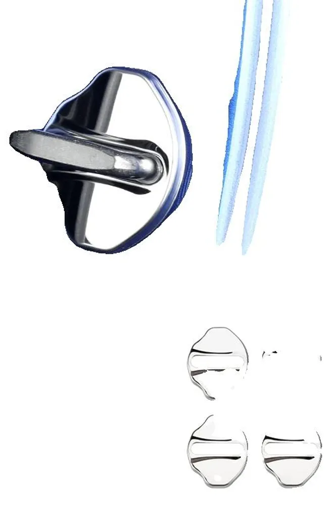 Protection de Serrure de Portière Auto Argentée - Lot de 4 Couvercles Métal