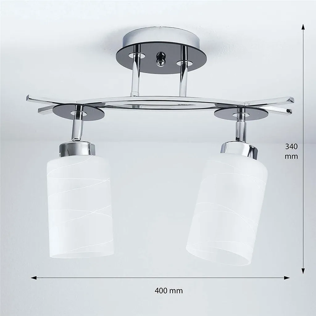 Luminaire Double E27 Chrome et Blanc avec Supports Orientables Design - 3