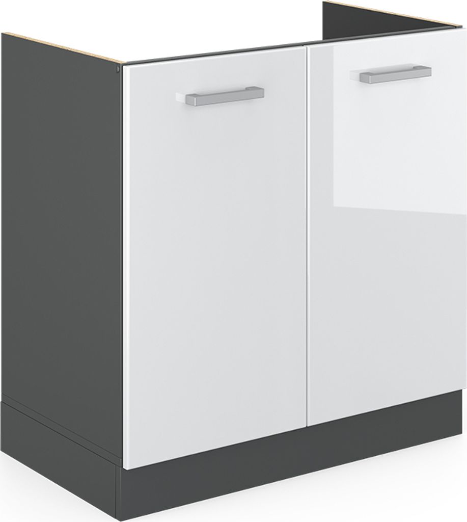 A studio shot of a kitchen cabinet base unit.