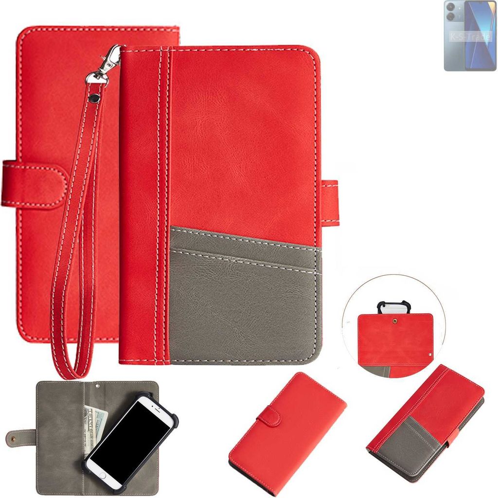K-S-Trade Handy Schutzhülle für Xiaomi POCO C65 Hülle Portemonnee Brieftasche Klapphülle Kartenfächer Flip Wallet Case Etui