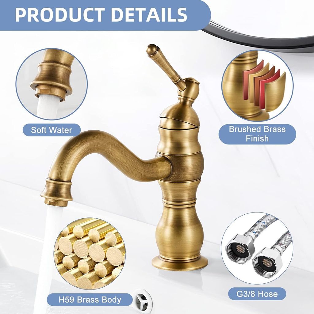 PaulGurkes Wasserhahn Nostalgie Bronze Einhandmischer Wasserhahn Retro