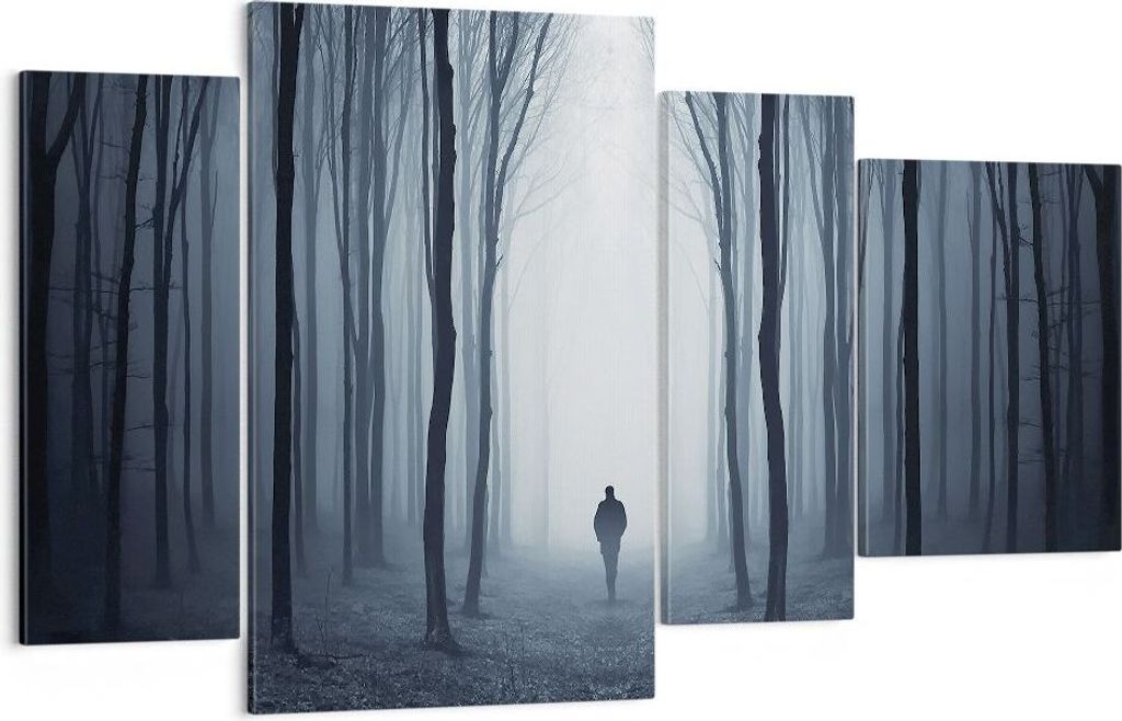 Bild auf Leinwand - Leinwandbild - 4 Teile - Charakter Wald Einsamkeit - 120x70cm - Wand Bild - Wanddeko - Wandbilder - Leinwanddruck - Bilder - Wa...