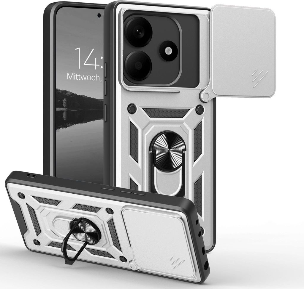 Armor Handyhülle für Xiaomi Redmi Note 14 5G Kameraschutz Handy Panzer Case Cover Schutzhülle Outdoor Farbe: Silber
