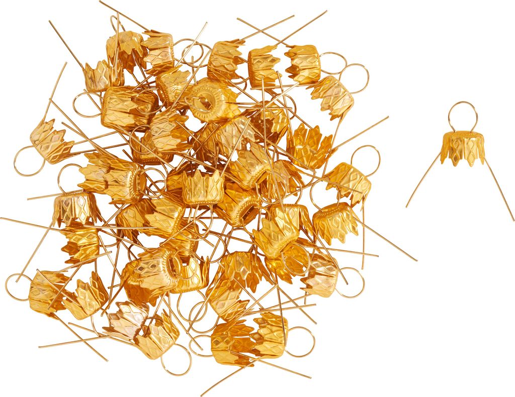 Aufhänger für Kugeln mit Kappe 50 Stk 0.9 x 3.5 x 4 cm Baumschmuck Gold