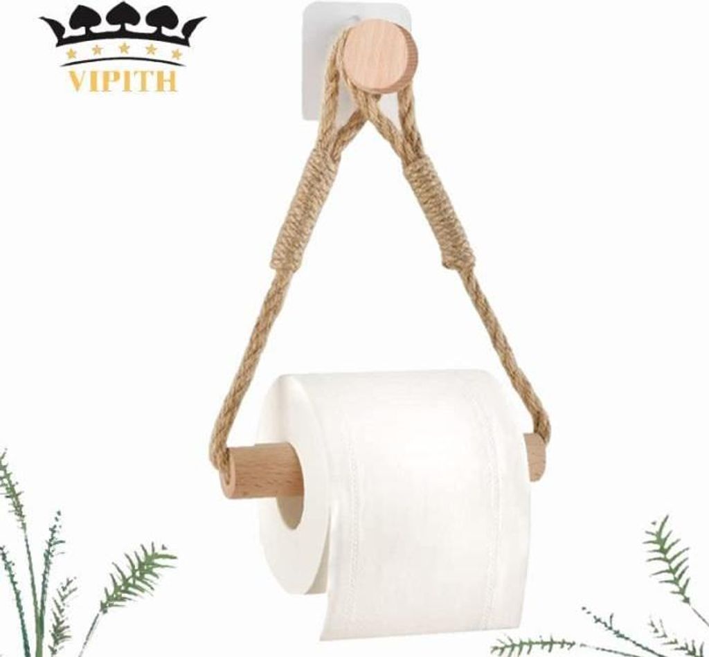 Selbstklebender Toilettenpapierrollenhalter, Badezimmer-Papierhalter, Retro-Toilettenpapierrollenhalter aus Seil