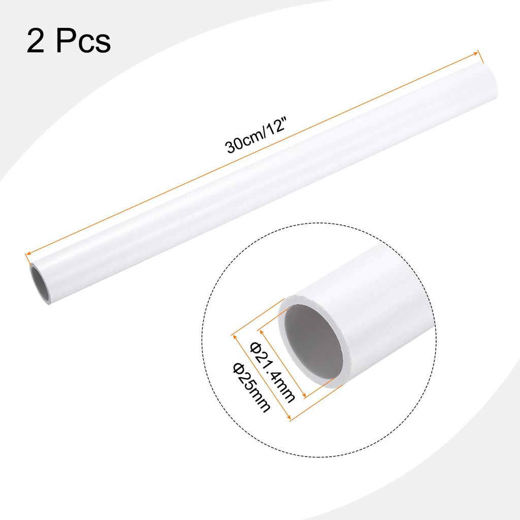 2 Stš¹ck PVC Rohr, Durchmesser 21.4mm L?nge 300mm Rund Kunststoffrohr fš¹r Garten, Aquarium, Wasserleitung, Kabelkanal, lš¹ftungsrohr£šWei?...