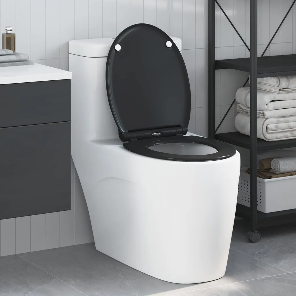 vidaXL Sedile per WC nero 45,5 x 37,5 x 3,8 cm Duroplast
