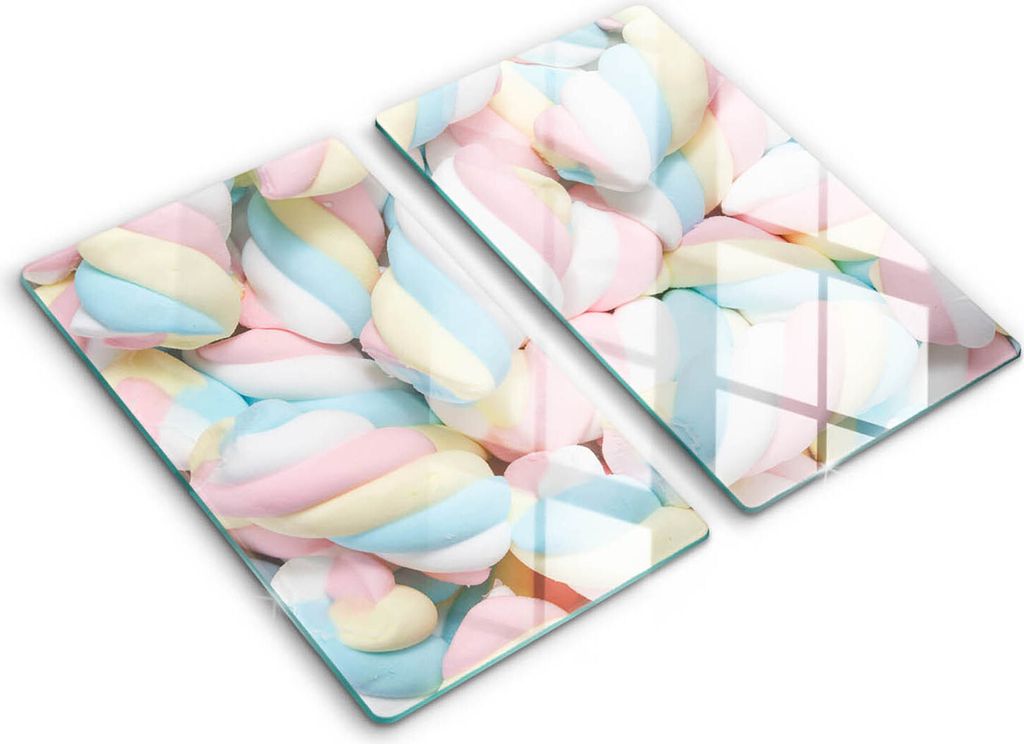 Glasschneideplatte - Herdabdeckplatte - 2x30x52 cm -Schneidebrett - Spritzschutz -Bunte Schäume