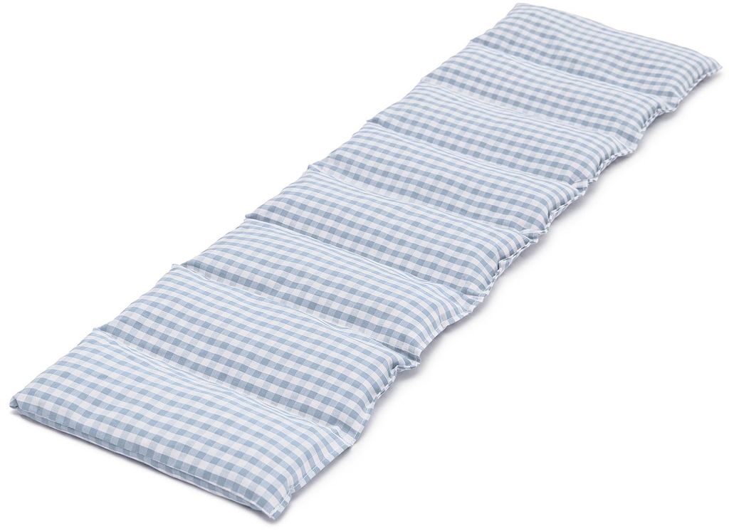 Leinsamenkissen XXL 8-Kammer, 75x20cm - Wärmekissen Körnerkissen für Mikrowelle und Backofen - Bio Stoff hellblau-weiß