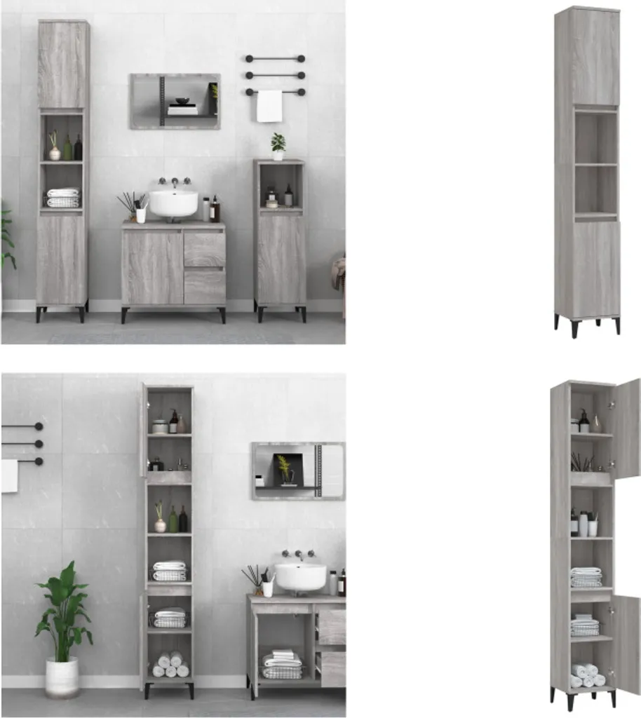 Mobile da bagno Rovere marrone 30x30x95 cm MDF