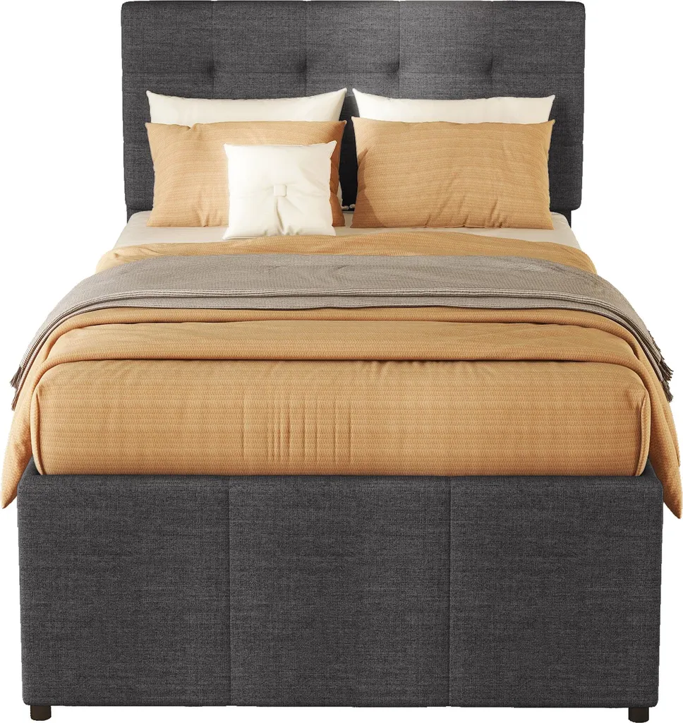 Lit enfant extensible 90x200cm Gris avec rangement et lit d'appoint
