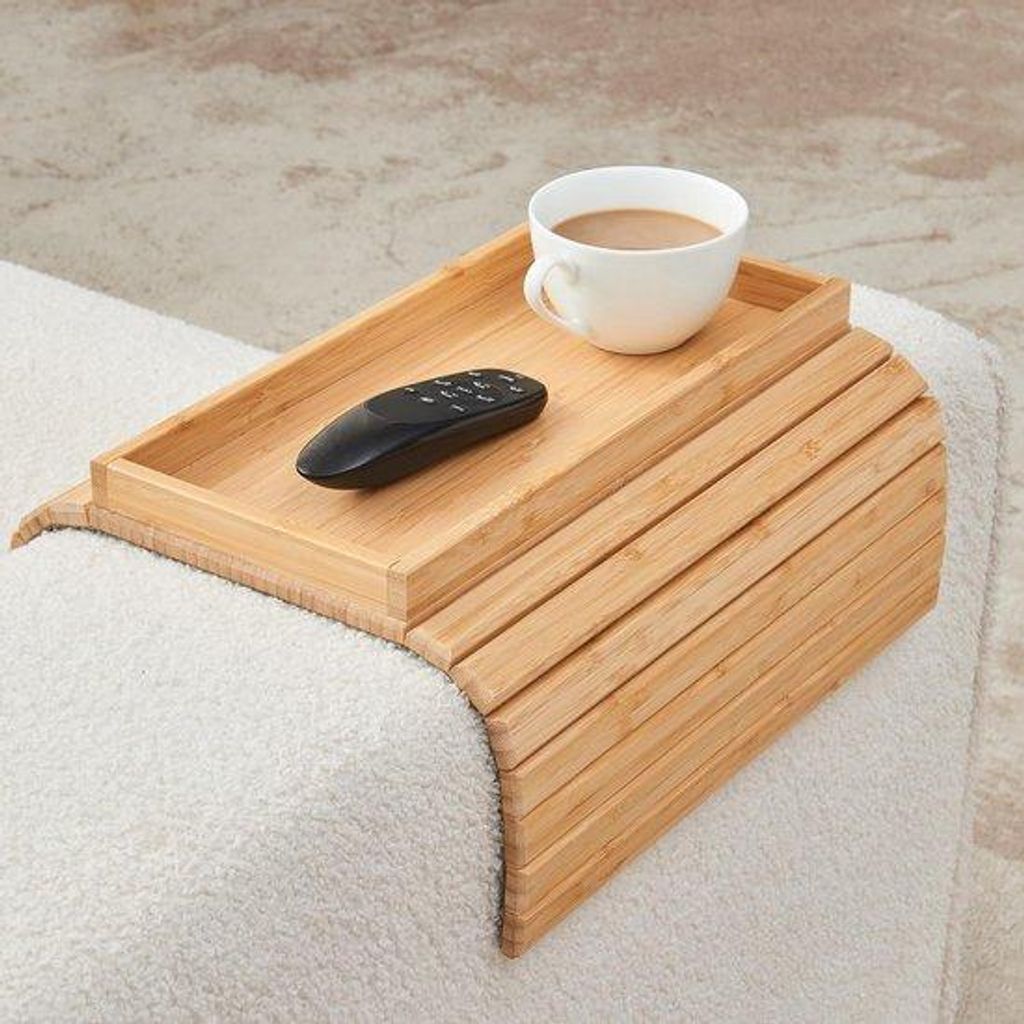 Sofa-Table mit Tassenunterlage, Klappbar, Anti-Slip, Holz, für Snacks
