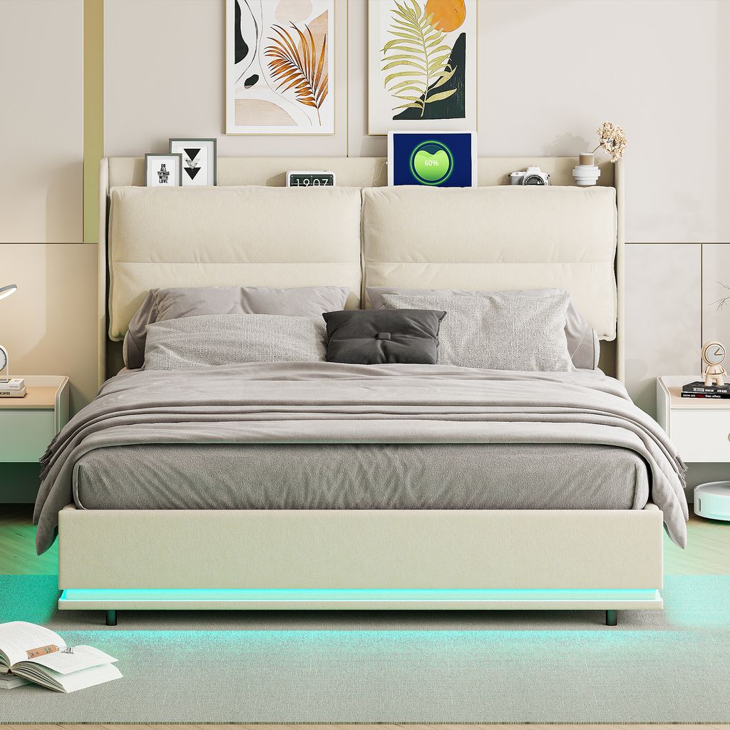 CDGlobal letto imbottito 160x200cm con funzione di ricarica Immagine del prodotto 