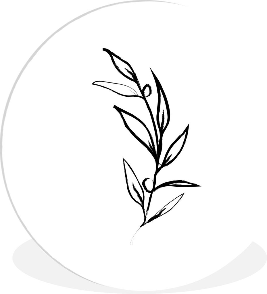 MuchoWow Rundes Wandbild - Runde Bilder Pflanzen - Minimalismus - Linienkunst Ø 30 cm Kreis Wanddekoration Kunststoff - Wandkreis - Wandschmuck ...
