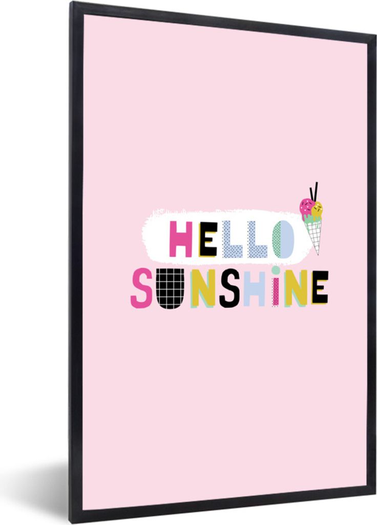 MuchoWow Gerahmtes Poster Sommer - Eiscreme - Pastell - Rosa 20x30 cm - Poster mit Schwarzem Bilderrahmen Wandposter Rahmen Foto Bilder - Drucken...