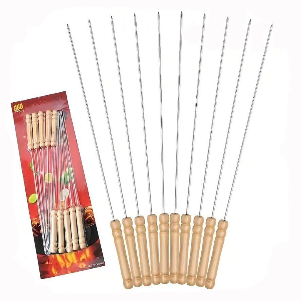 Spieße, Schaschlikspieße, Metallgrillspieße, 10 Stück, 30 cm