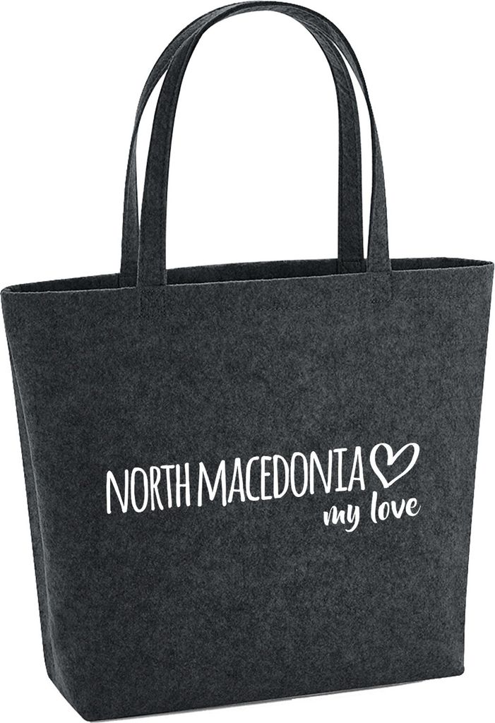 Huuraa Filzshopper North Macedonia my love 22 Liter Charcoal Melange Filztasche Geschenkidee