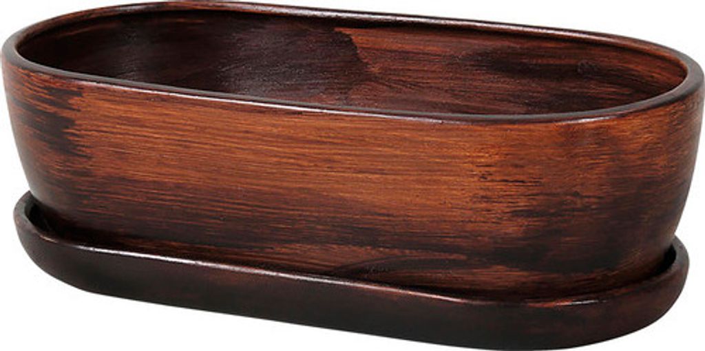 Boîte à cactus KAKTUS O WOOD avec soucoupe 32 cm mat brun Image du produit 