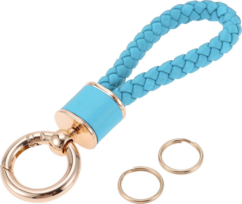 Autoschlüsselanhänger Universal Schlüsselanhänger mit Ring für Schlüsselanhänger für Zuhause für Frauen Kunstleder Blau Goldton