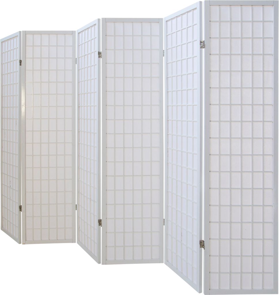 6 Panneaux Shoji Paravent Japonais Bois Blanc Séparateur de Image du produit 