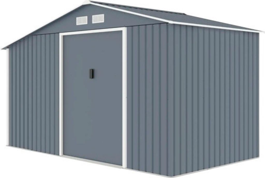 Plechový zahradní domek Rojaplast Luke B 332 x 181 cm tmavě Obrázek produktu 