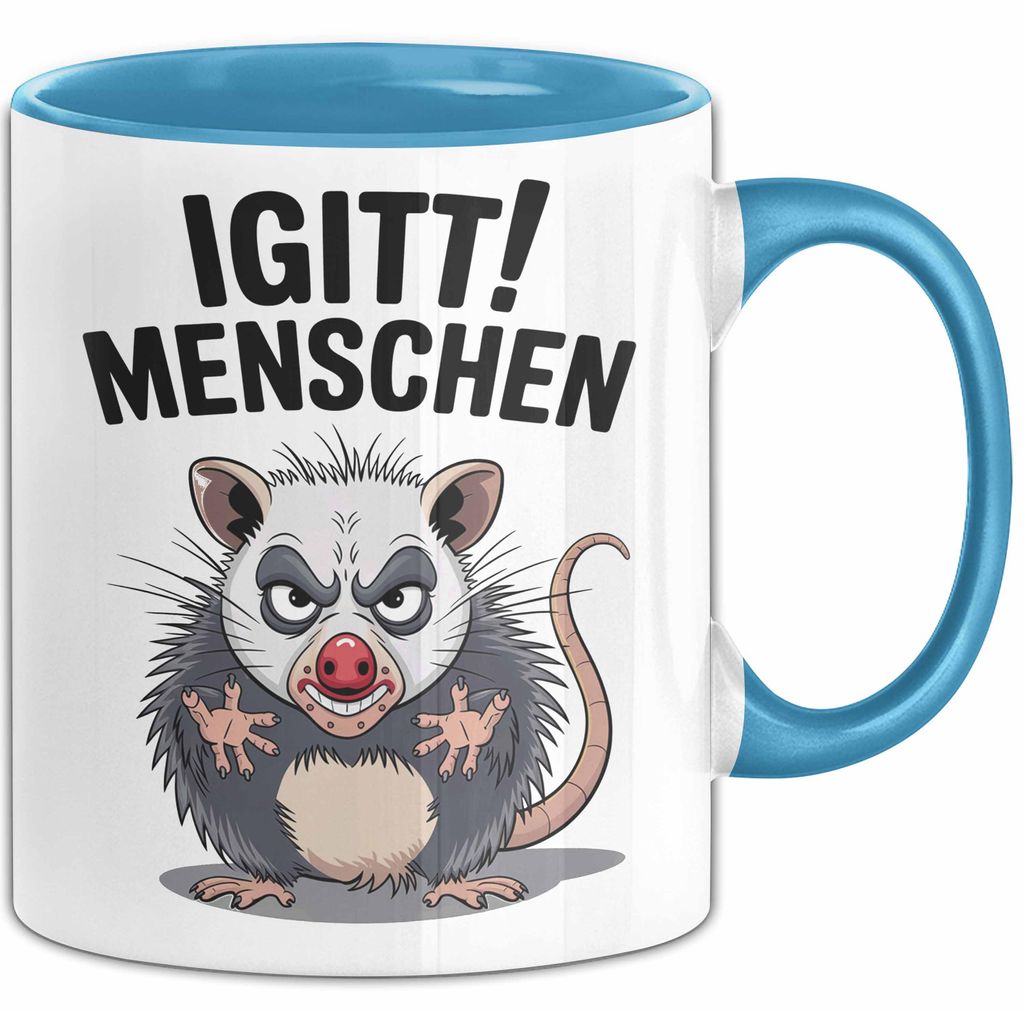 Sarkastischer Sarkasmus Introvertierter Tasse Geschenk Lustige Geschenkidee Spruch Igitt Menschen (Blau)