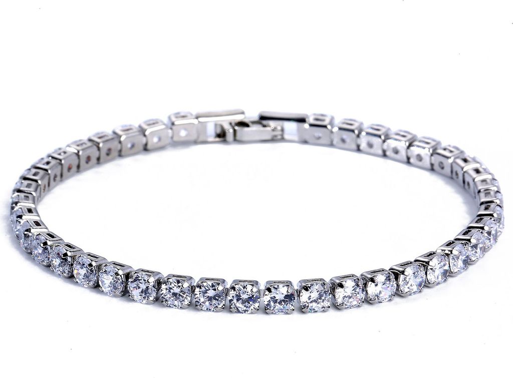 Schickes Armband mit Strass, zart, exquisit, mehrfarbig, glitzernd, hinreißendes Tennis-Armband, Damen-Handgelenkschmuck für Damen-Weiß