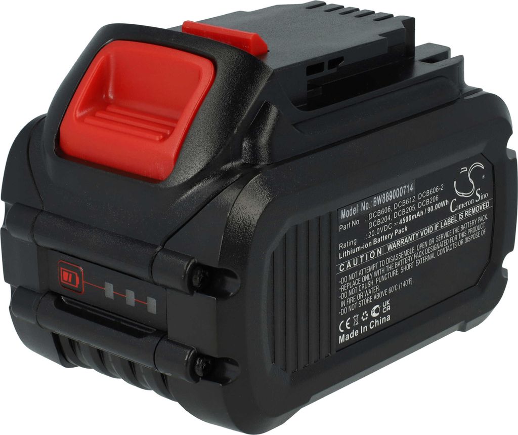 vhbw Akku Ersatz für Dewalt DCB115, DCB118, DCB102, DCB120, DCB105, DCB121, DCB107, DCB123, DCB112, DCB125 für Werkzeug (4500 mAh, Li-Ion, 20 V)