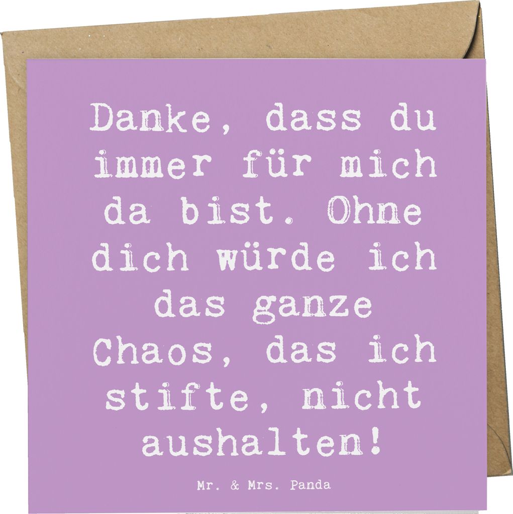 Mr. & Mrs. Panda Glückwunschkarte Spruch Dankbarkeit für Freundschaft - Lavendeltraum - Geschenk, faltkarte, Gefühle, Zuneigung, bedingungslose ...