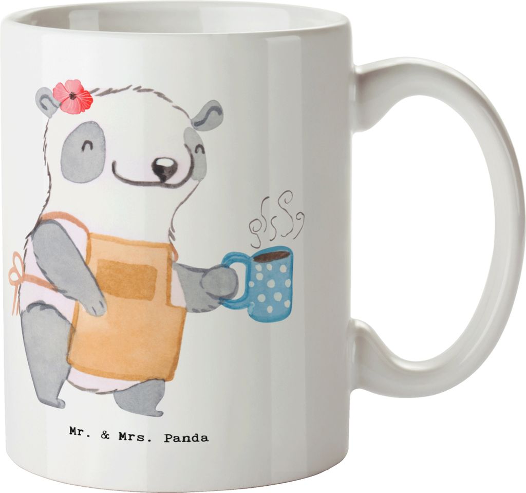Mr. & Mrs. Panda Tasse Barista Herz - Weiß - Geschenk, Kaffeetasse, Coffeeaddict, Kaffee, Ausbildung, Pott, Guten Morgen, Kaffeebecher, Keramiktas...