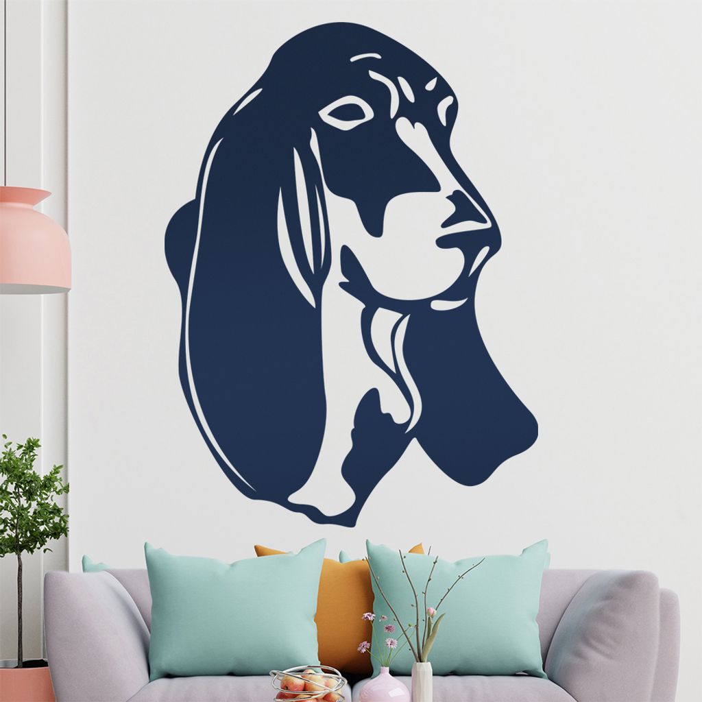 KIWISTAR Basset Hound - Ohren Hund Wandtattoo in 6 Größen - Wandaufkleber Wall Sticker - Dekoration, Küche, Wohnzimmer, Schlafzimmer, Badezimmer
