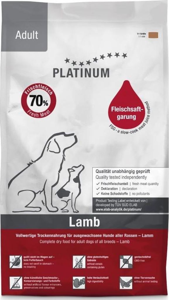 PLATINUM Adult Lamb - Halbfeuchtes Hundefutter – 5kg Produktbild 