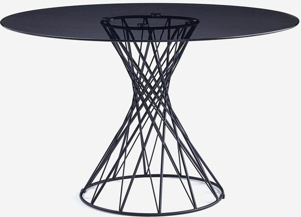 Table design ronde moderne noire en verre 120cm pour salon Image du produit 