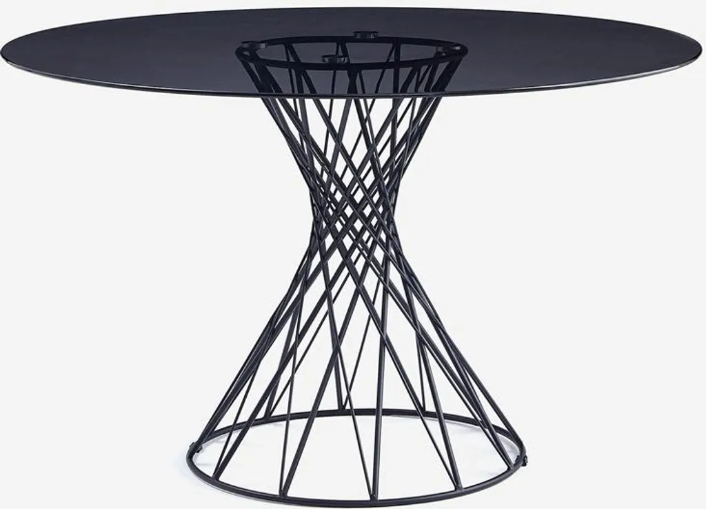 Table à manger ronde en verre noir 120cm - Mobilier de salon moderne
