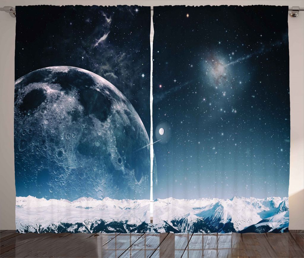 ABAKUHAUS Universum Rustikaler Gardine, Eine andere Welt Unendlichkeit, Schlafzimmer Kräuselband Vorhang mit Schlaufen und Haken, 280 x 245 cm, Du...